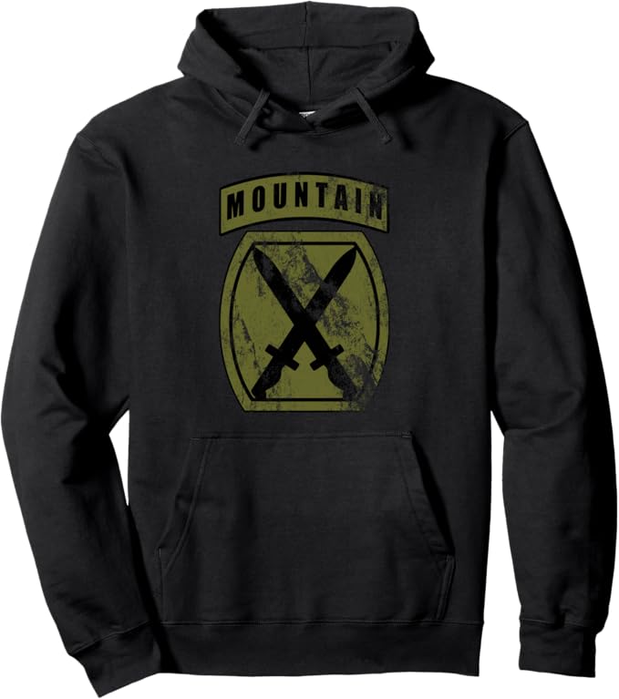 U.S. Army 10th Mountain Division (10th MTN) Hoodie | Full OD Green Distressed Look