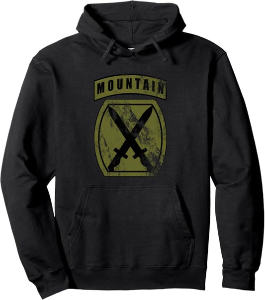 U.S. Army 10th Mountain Division (10th MTN) Hoodie | Full OD Green Distressed Look
