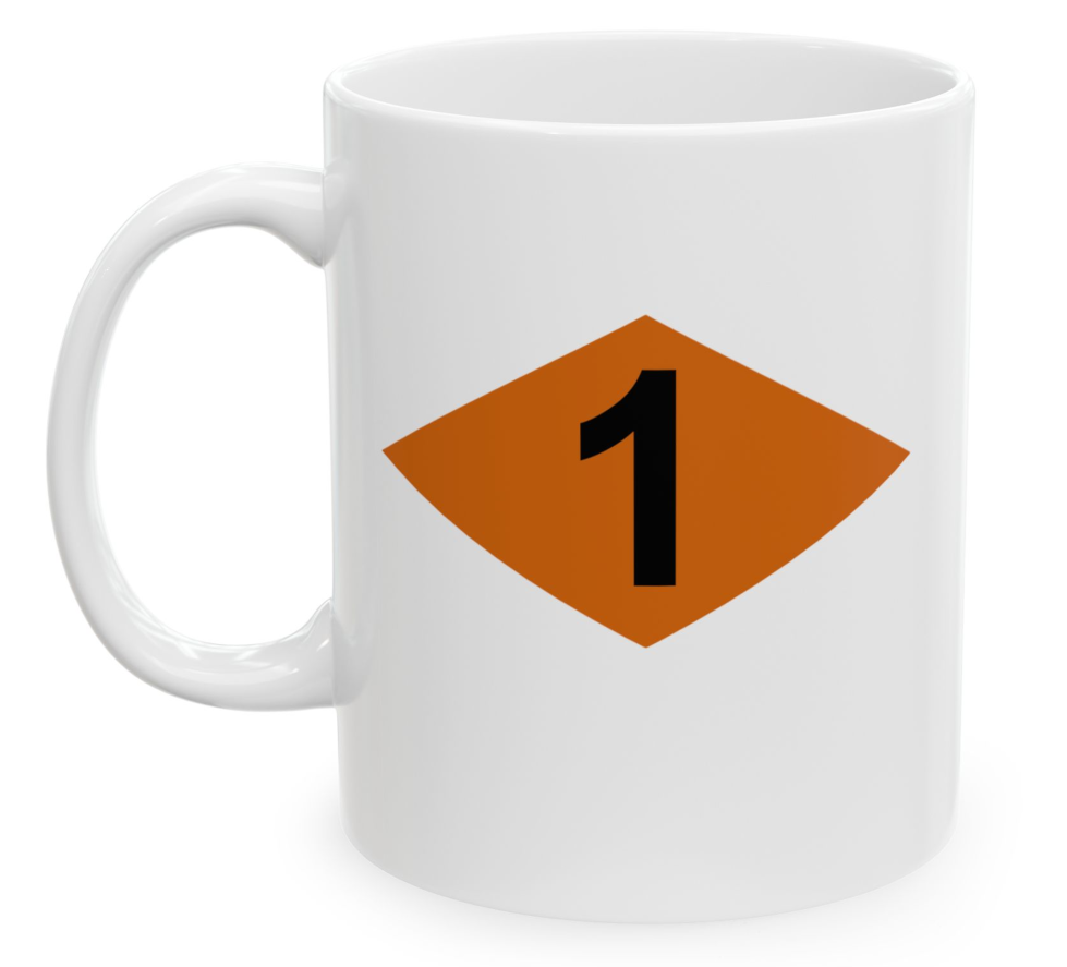 U.S. Army 1st Ranger BN WW2 Orange Helmet Diamond Coffee Mug