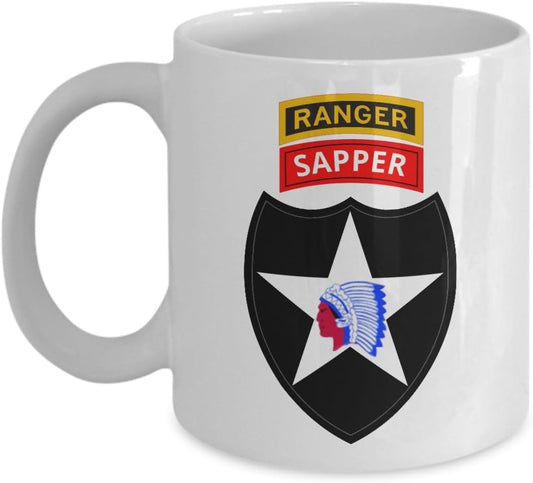 U.S. Army 2nd Infantry Division (2nd ID) Coffee Mug | Ranger & Sapper Tab