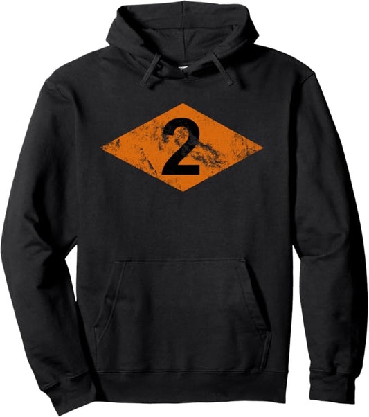 U.S. Army 2nd Ranger BN Hoodie | WW2 Orange Helmet Diamond Distressed Look