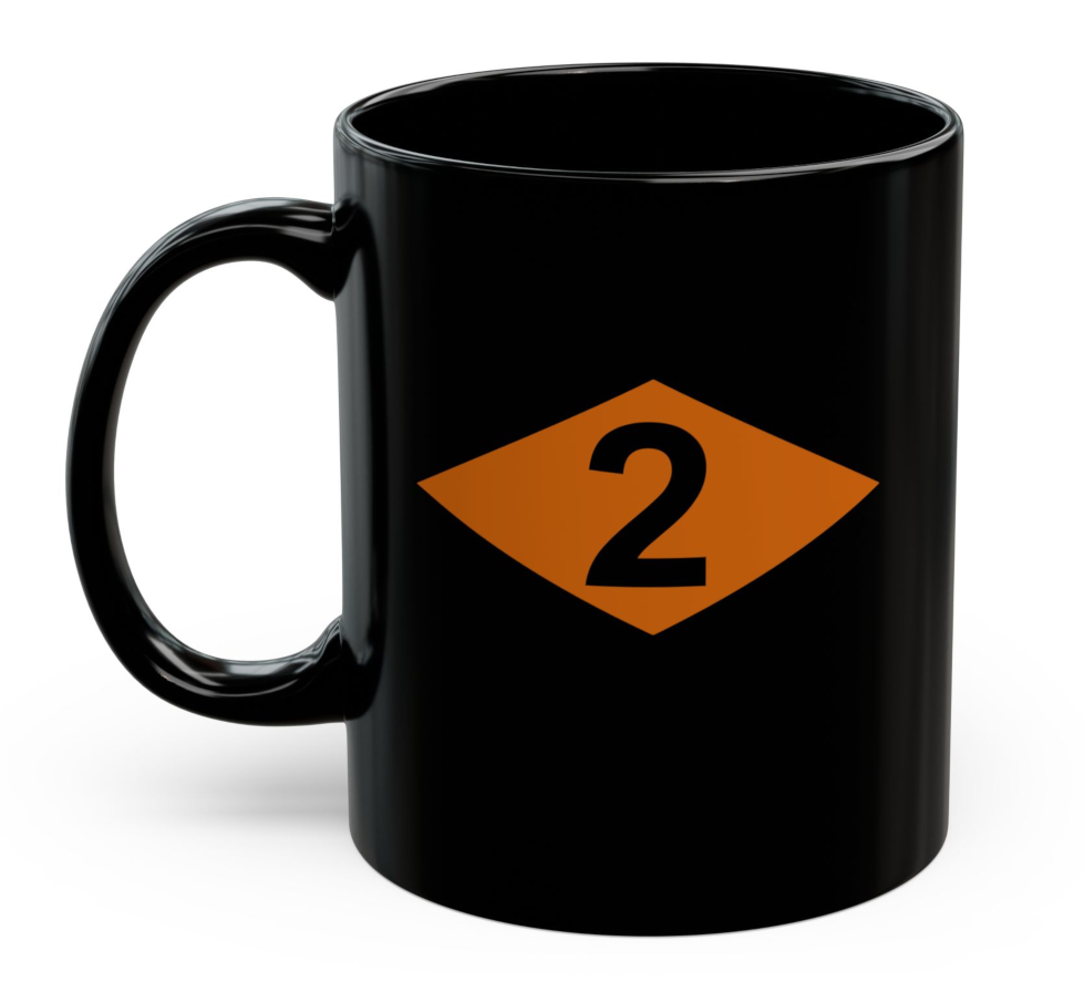 U.S. Army 2nd Ranger BN WW2 Orange Helmet Diamond Coffee Mug