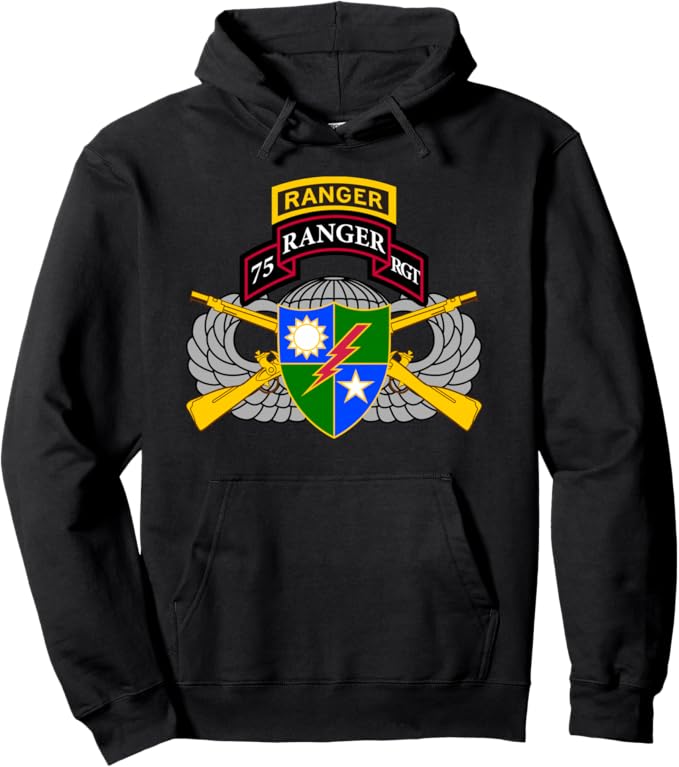 U.S. Army 75th Ranger Regiment Hoodie | 75th Scroll, Tab, Airborne Wings & Rifles