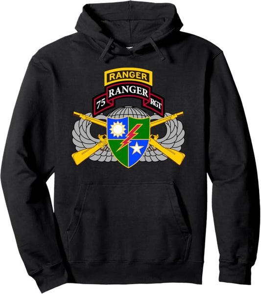 U.S. Army 75th Ranger Regiment Hoodie | 75th Scroll, Tab, Airborne Wings & Rifles