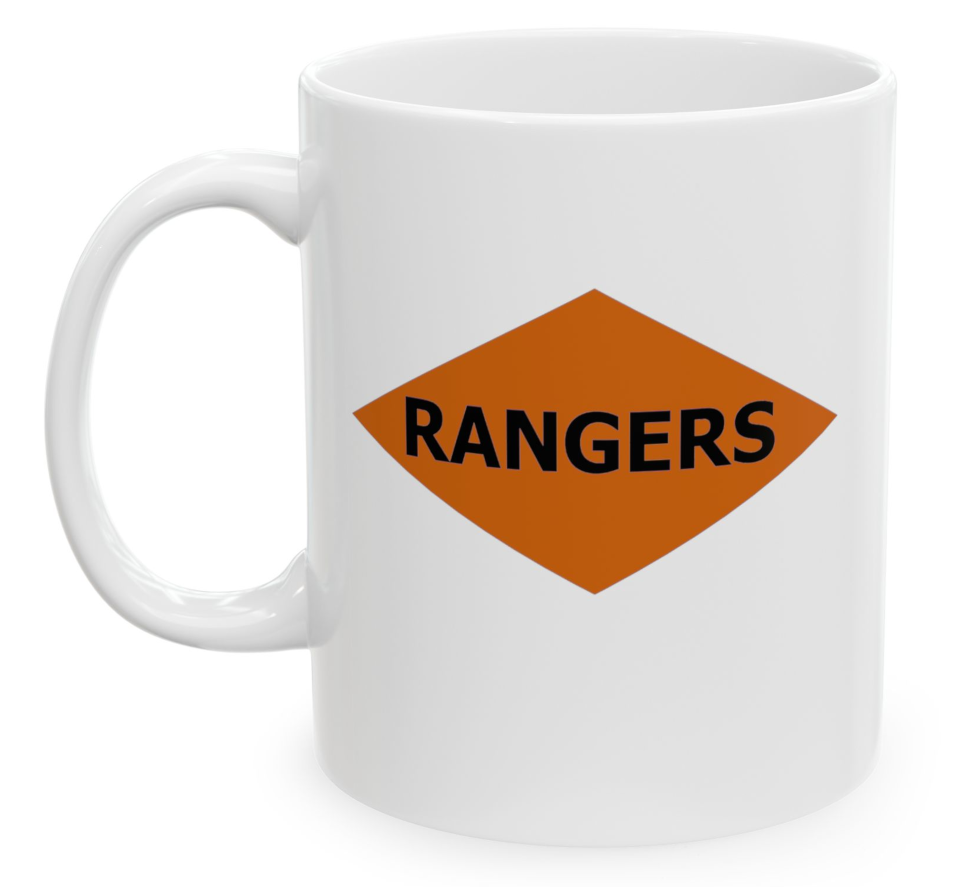 U.S. Army 75th Ranger WW2 Orange Helmet Diamond Coffee Mug