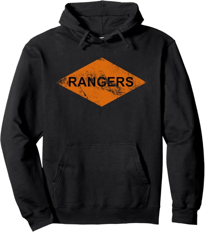 U.S. Army 75th Ranger Hoodie | WW2 Orange Helmet Diamond Distressed Look