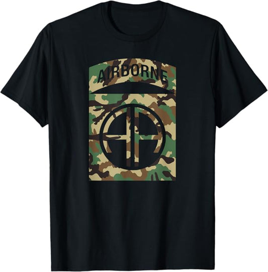 U.S. Army 82nd Airborne Division Camo Patch T-Shirt | BDU Camouflage | Full Chest