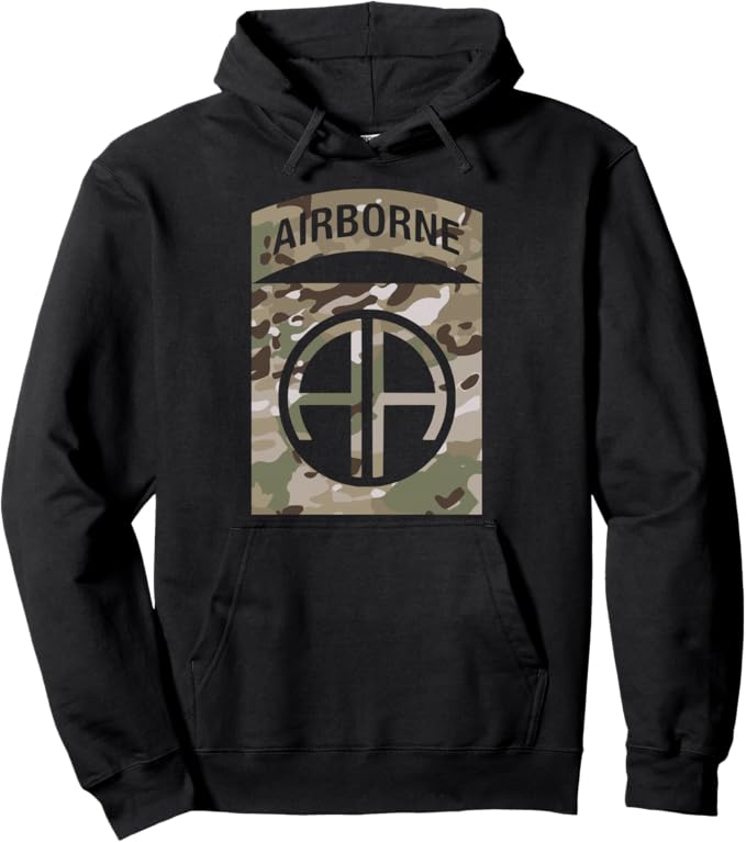 U.S. Army 82nd Airborne Division Camo Patch Hoodie | Multicam Camouflage | Full Chest