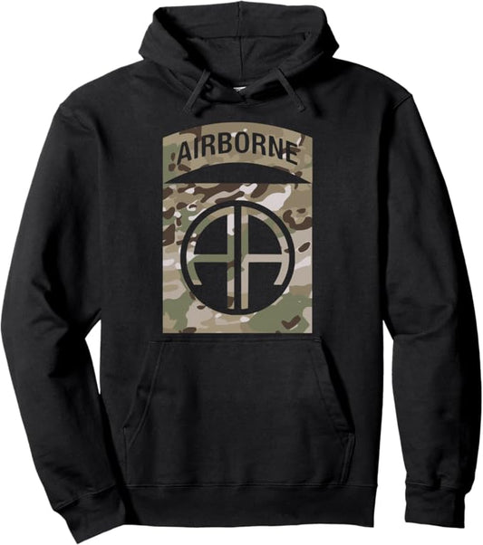 U.S. Army 82nd Airborne Division Camo Patch Hoodie | Multicam Camouflage | Full Chest