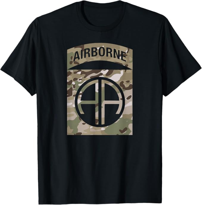 U.S. Army 82nd Airborne Division Camo Patch T-Shirt | Multicam Camouflage | Full Chest