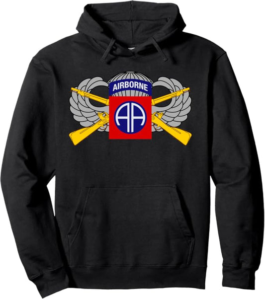 U.S. Army 82nd Airborne Division Hoodie | Infantry Rifles & Paratrooper Wings | Full Chest