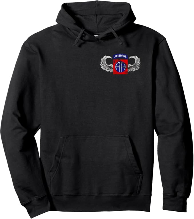 U.S. Army 82nd Airborne Division Patch Hoodie | Paratrooper Wings | Distressed Look