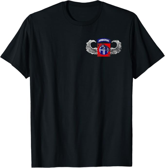 U.S. Army 82nd Airborne Division Patch T-Shirt | Paratrooper Wings | Distressed Look