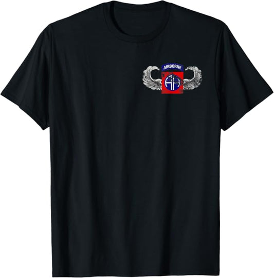 U.S. Army 82nd Airborne Division Patch T-Shirt | Paratrooper Wings | Distressed Look