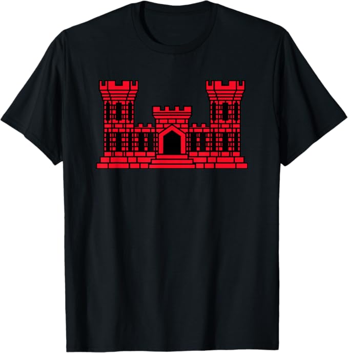 U.S. Army Engineer Branch Red Castle T-Shirt | Full Chest