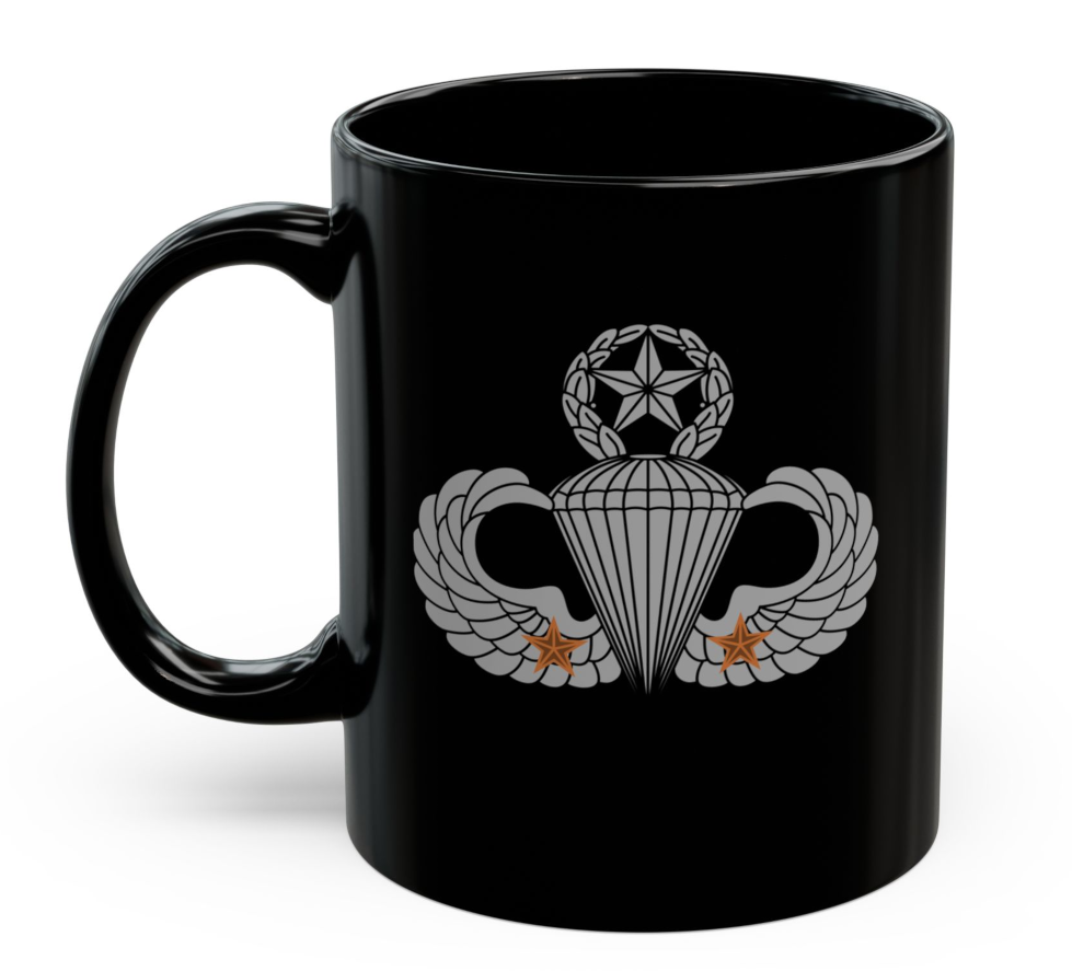 U.S. Army Master Parachutist Badge Coffee Mug | Jumpmaster 2 Combat Jump Stars
