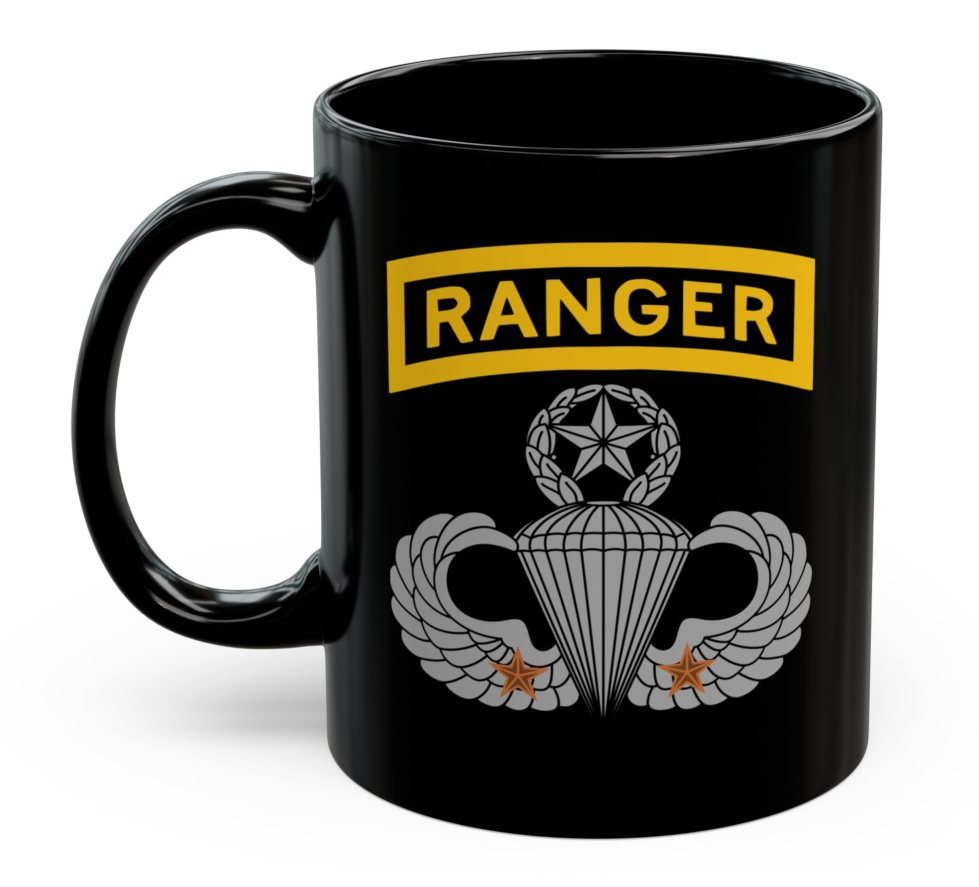 U.S. Army Airborne Ranger Coffee Mug | 2 Combat Jump Stars Jumpmaster