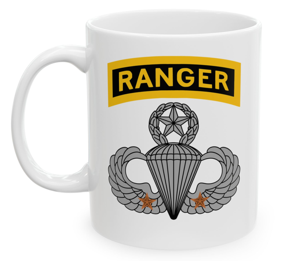 U.S. Army Airborne Ranger Coffee Mug | 2 Combat Jump Stars Jumpmaster
