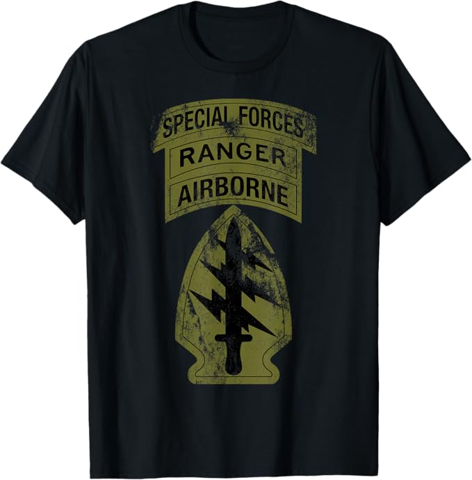 U.S. Army Special Force Patch T-Shirt | SF & Ranger Tab OD Green Distr ...