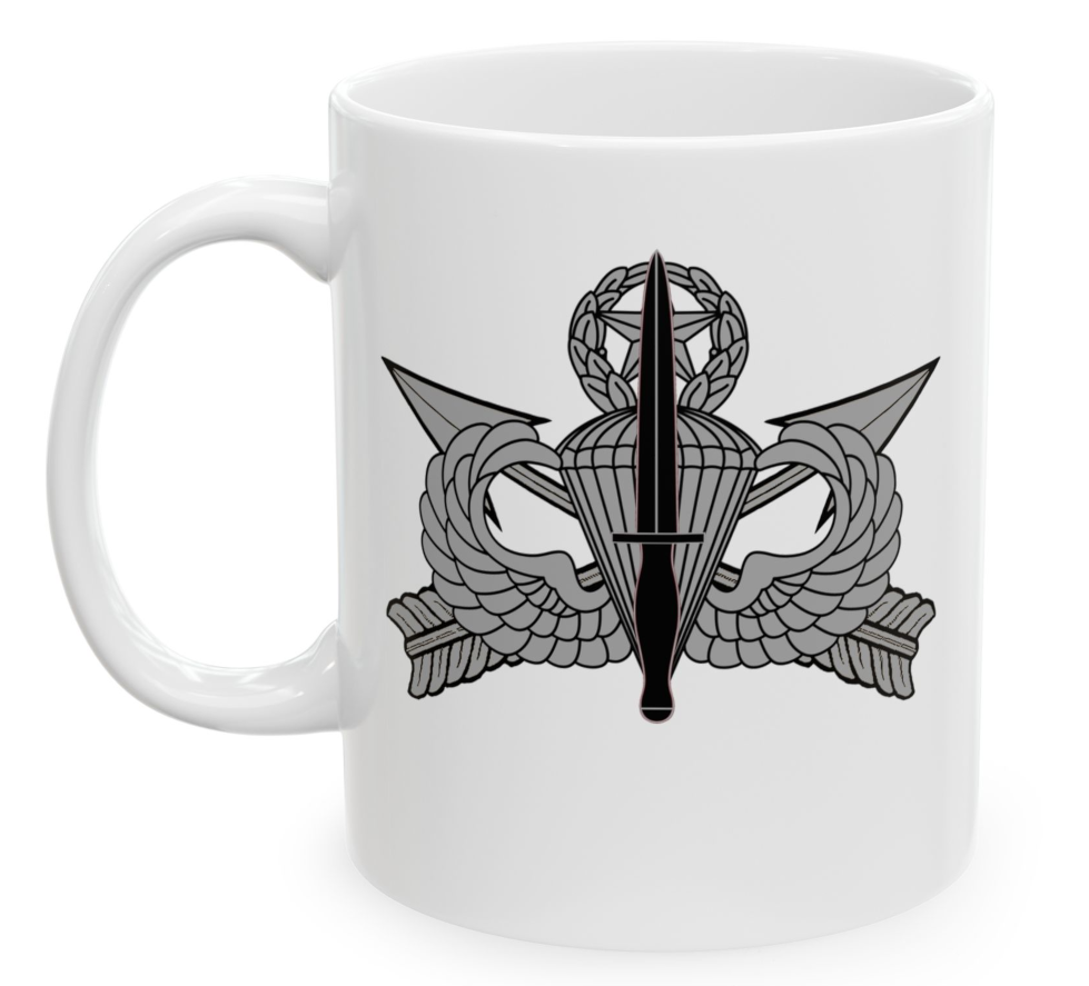 U.S. Army USASOC Coffee Mug | Dagger Jumpmaster Airborne Wings